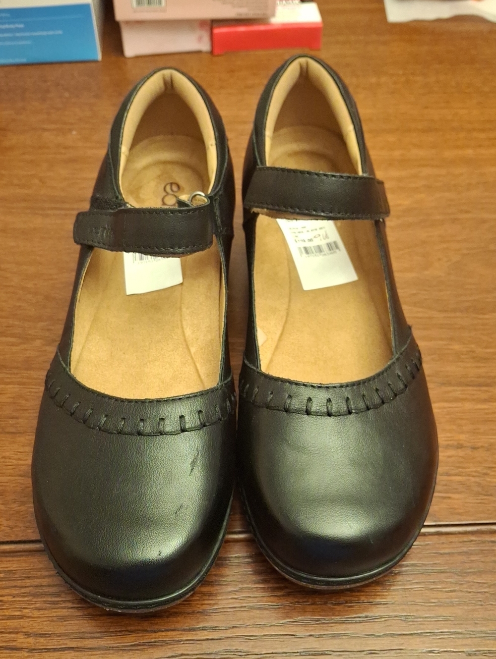 Marc Fisher earth Black Leather Mary Jane Dress Shoes NWT